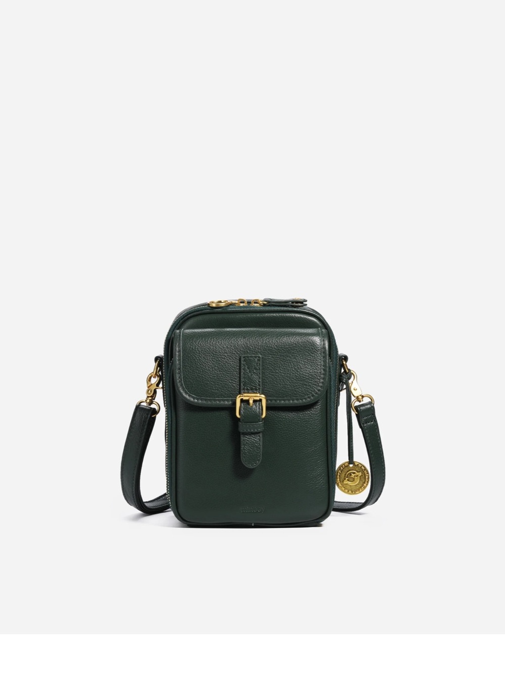Minooy green leather cross body purse